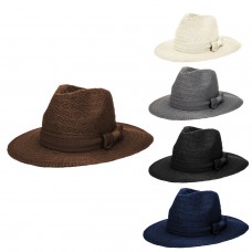 Hombre Mujer Unisex Fedora Hat Trilby Straw Cap Sun Hat Beach Summer Sun Hat  eb-12961835